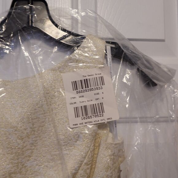 DESSY BRIDESMAID DRESS 3035 SIZE 6 HIGH LOW COCKTAIL IVORY GOLD WHITE NEW - Picture 2 of 4